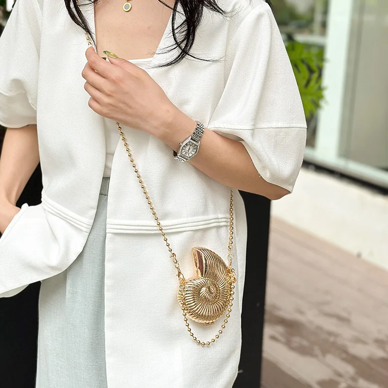 Shell Bags Alloy Women's Handbag Summer Crossbody Sling Purse with Hasp New In Female Fashion Evening Clutch for Party Festa