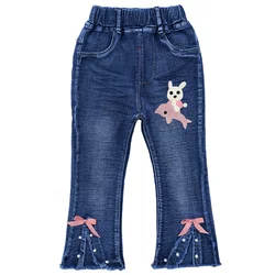 Children Girls Jeans Baby Girls Embroidered Denim Trousers  Kids Girl Cowboy Jeans Teen Clothes Spring Clothing