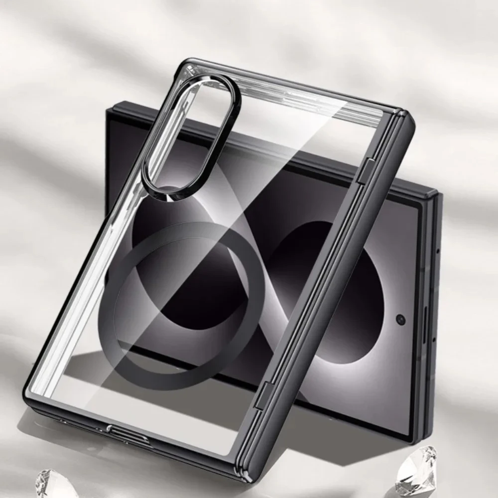 Luxuriöses galvanisiertes Scharnier für Magsafe-Handyhülle für Samsung Galaxy Z Fold 8 Ultra Magnetische Schutzfolie aus gehärtetem Glas