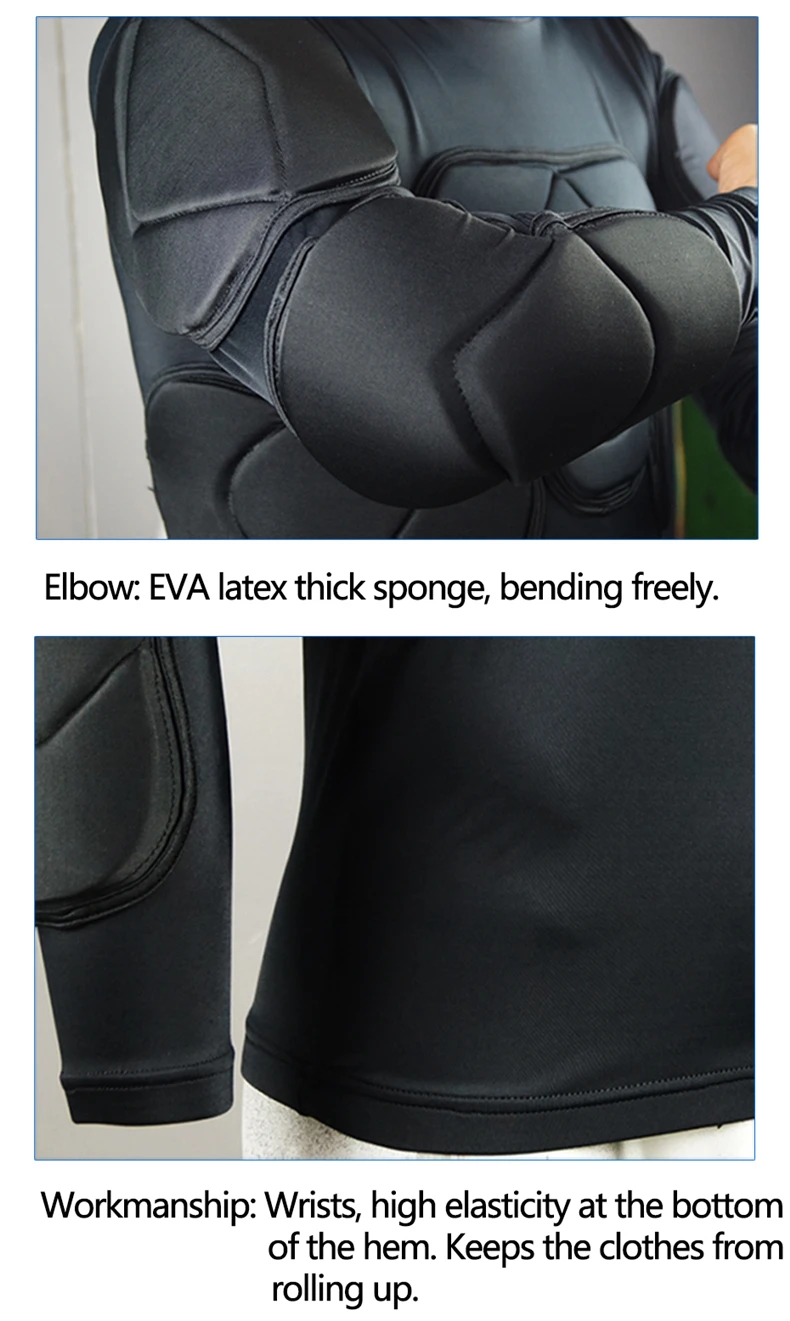 Professionelle Rugby Fußball Fußball Torwart Trikots Rüstung Uniformen Shirts Jacken verdicken EVA Schwamm Ellenbogen Brustschutz – Detail 19