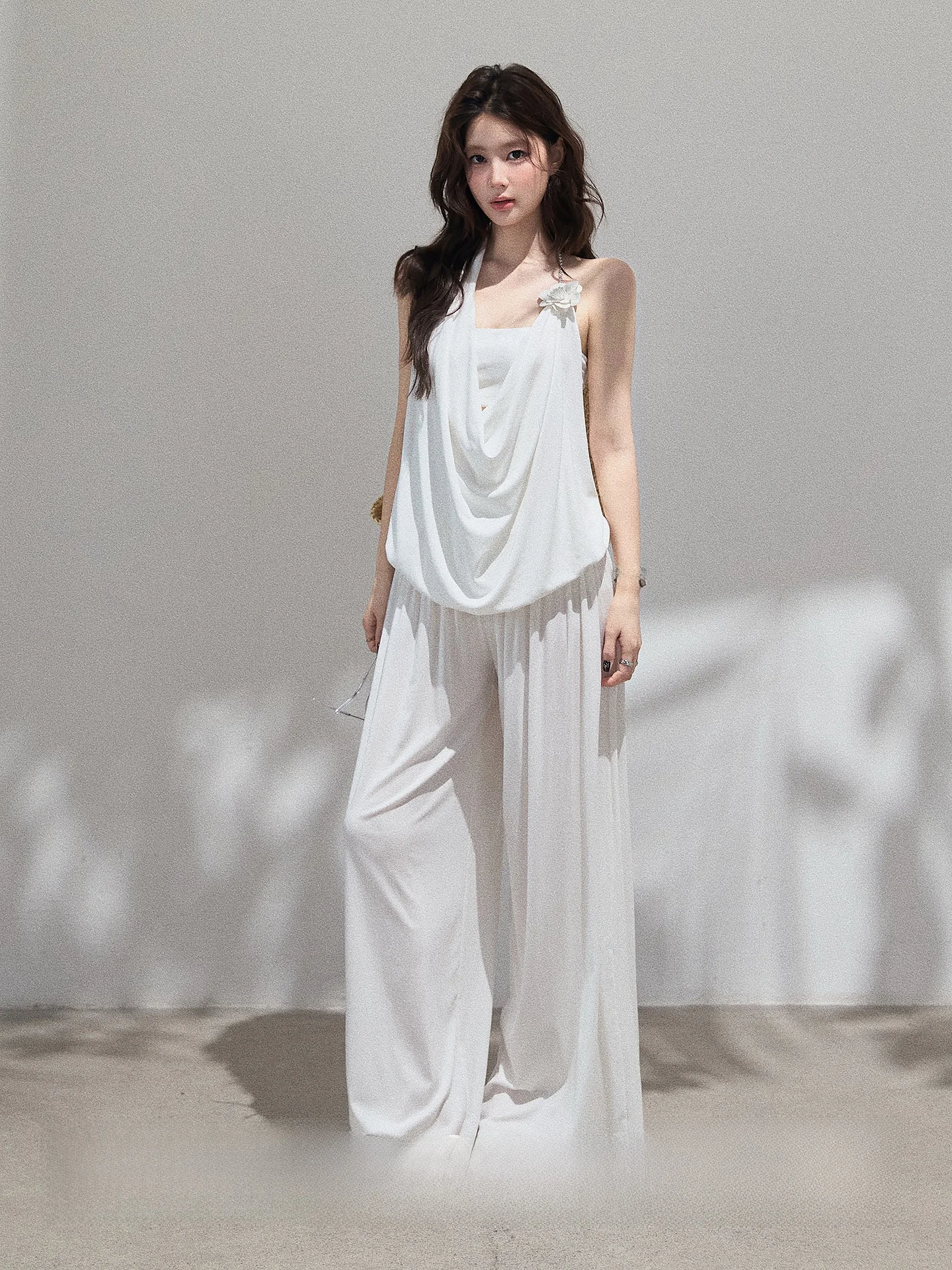 

Свободный женский комплект из модала: майка и брюки с высокой талией, летний повседневный стиль, тонкая ткань, удобная и дышащая одежда