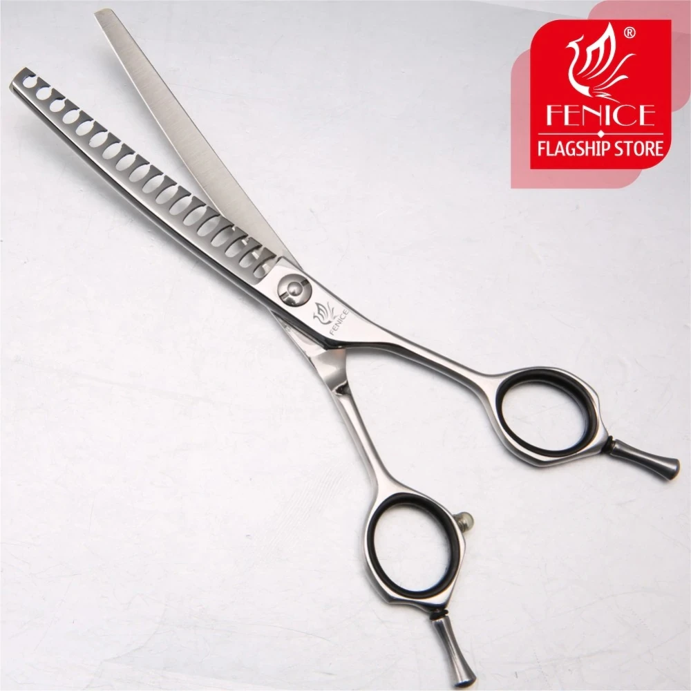 Fenice 6.5 inch Curved Thinning Shear for Dogs Pet Grooming Curved Chunkers Thinning/Blending Shear JP440C