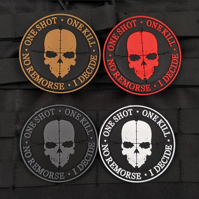 3D PVC Skull Rubber Patches Morale Badge Hook Tactical on Clothes Emblem Backpack Patch Decorative Accessories for Handbags