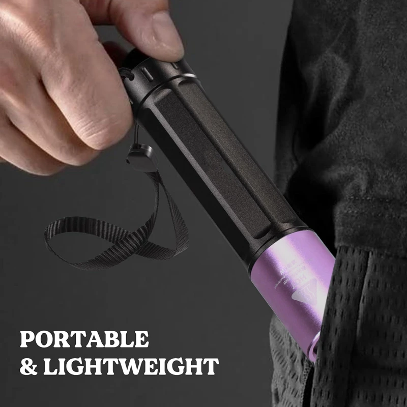 УФ-свет УФ-фонарик Черный свет 365 Нм Быстродействующая светодиодная водонепроницаемая УФ-лампа Перезаряжаемая для мочи домашних животных