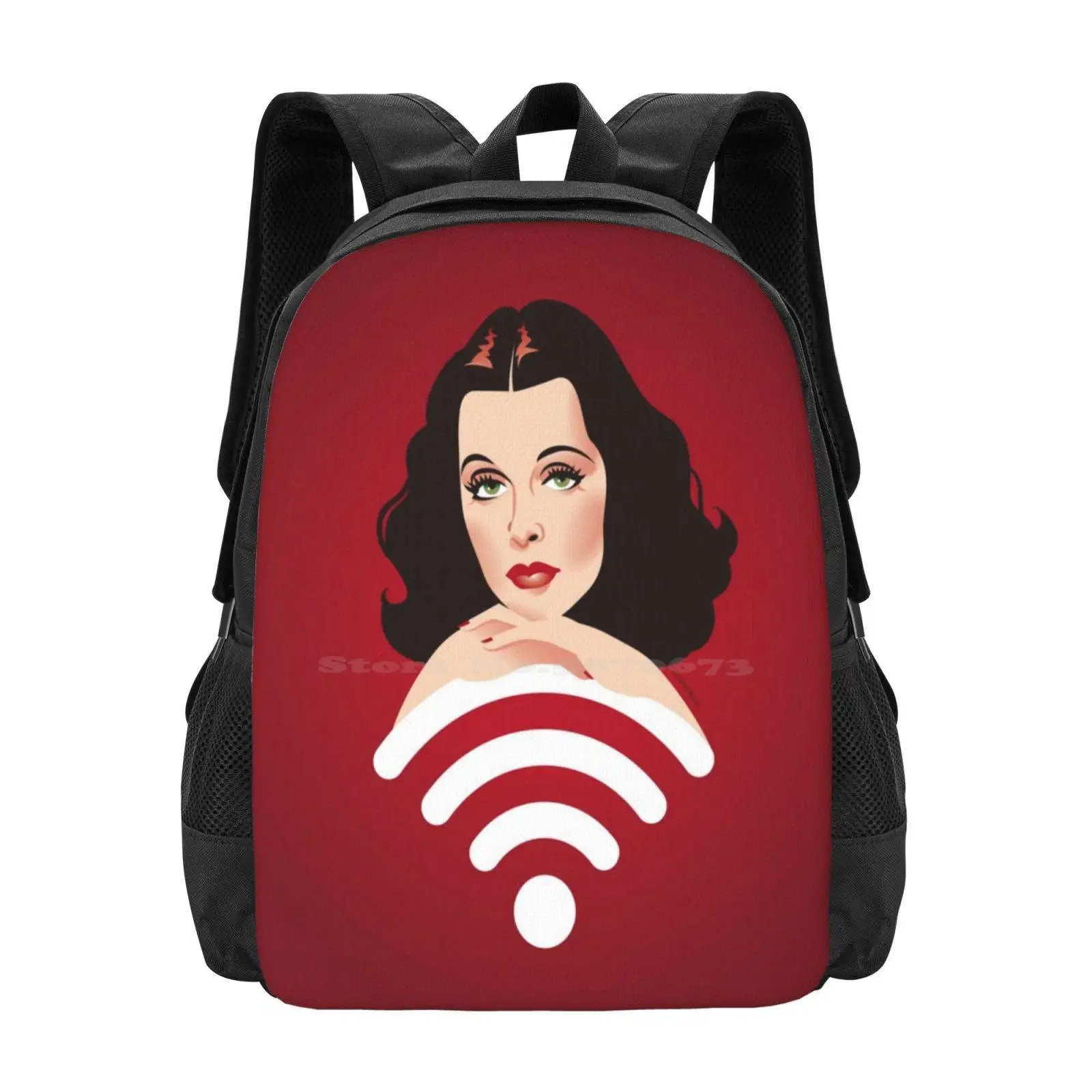 Hedy Wifi Hot Sale Backpack Fashion Bags Hedy Lamarr Wifi Glamour Brains Inventor Alejandro Mogollo Alejandromogolloart