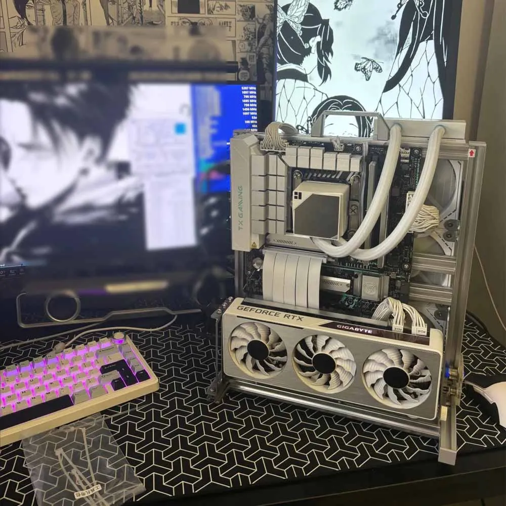 컴퓨터 쿨링 게이밍 캐비닛 (CPU, GPU, 메인보드, RAM, PSU, SSD, HDD, 라디에이터 팬용), ITX, MATX, ATX, EATX 오픈 PC 케이스 프레임 랙