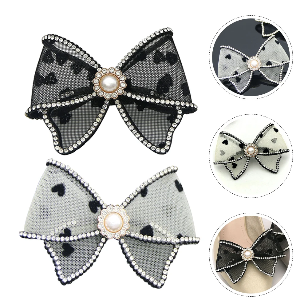

4pcs Women Shoe Charms Rhinestone Bow Gauze Embellishments Detachable Decorative Accessories For Heels Pumps Bridal Party