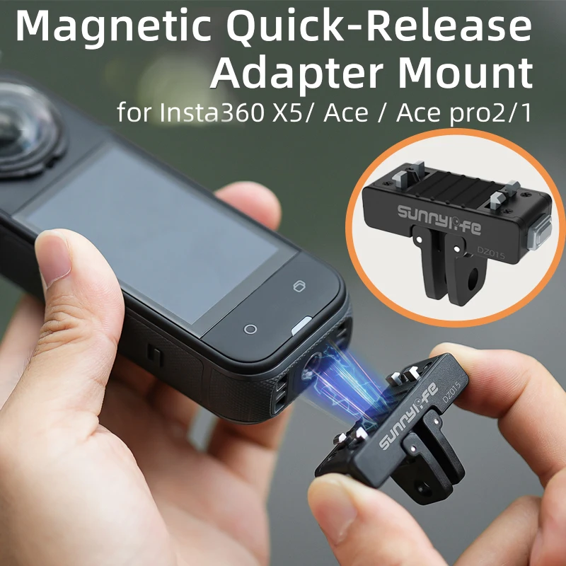 قاعدة محول مغناطيسية سريعة الإصدار لـ Insta360 X5 خفيفة الوزن تمديد محول قاعدة تثبيت 1/4 موضوع لـ Ace / Ace pro2/1