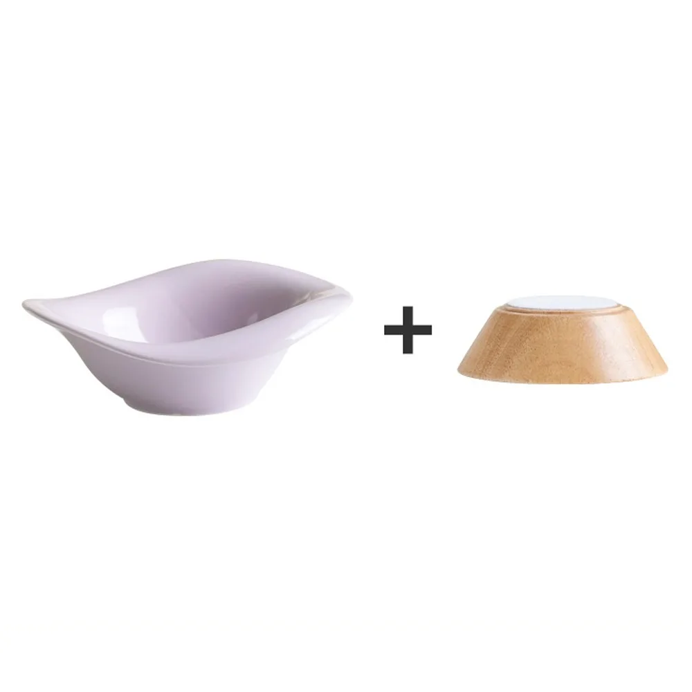 

Ceramic Pet Cat Bowl Neck Protection Ergonomic Diagonal Neck Bowl Detachable Wooden Base Dog High Foot Bowl For Cat Dog