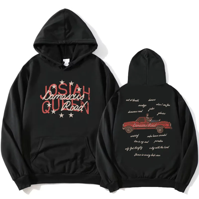 Josiah Queen Damascus Road Hoodies Long Sleeve Casual Fashion Hooded Sweatshirt Design Graphic Print Merch Women Men Pullovers