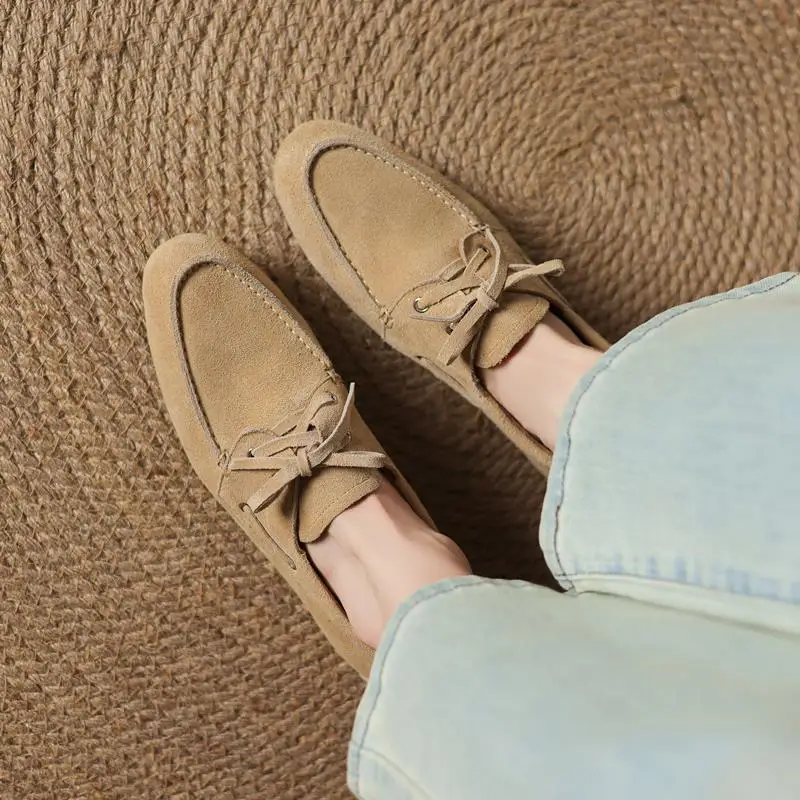 MORAZORA Size 35-43 Ins Hot Genuine Leather Flat Shoes Women Suede Brand Desgin Casual Flats Fashion Ladies Loafers 4 Colors