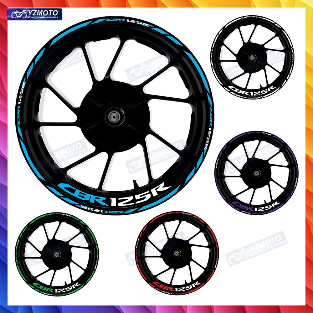 

Для Honda CBR125R CBR 125R мотоцикла 17-дюймовая наклейка на переднюю и заднюю ступицу колеса, декоративная наклейка, водостойкие светоотражающие наклейки на обод