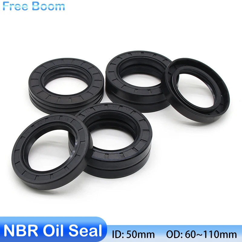 

1/3Pcs Black NBR Oil Seal TC Skeleton ID 50mm OD 60~110mm Thickness 7~12mm Nitrile Butadiene Rubber Double Lip Oil Seal Gasket