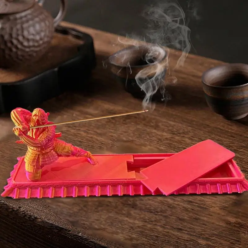 3D Printed Warrior Incense Holder Warrior Figurine Statue Sculpture Tea Pet  Incense Burner Stick Holder Desktop Decorations