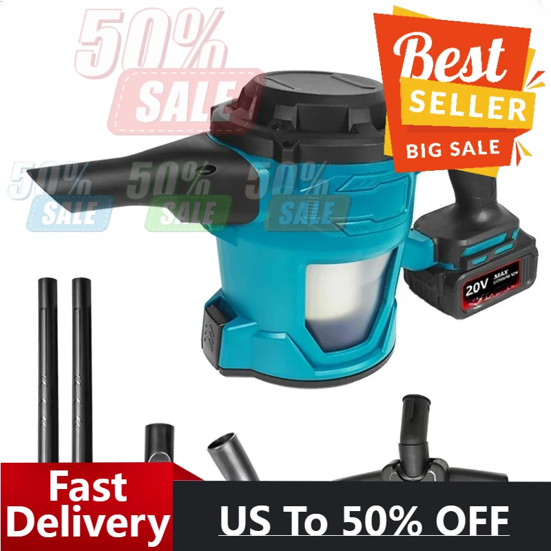 【Fast Delivery】18V Rechargeable Cordless Vacuum Cleaner Portable Handheld Vacuum Floor Carpet Pet Hair Cleaning Machine For 18V