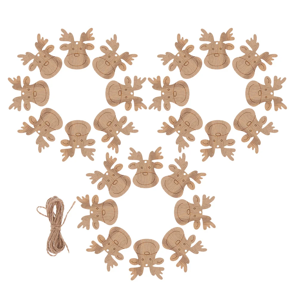 

30Pcs Wooden Reindeer Ornaments Blank Cutouts DIY Xmas Tree Decorations Rustic Hanging Tags Blank Wooden Pendants