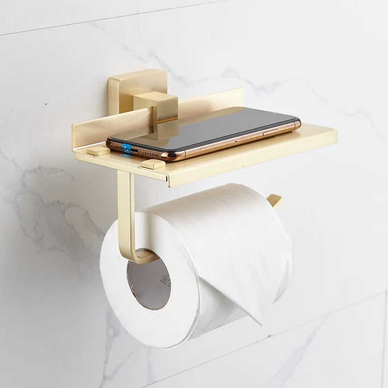 Brass Paper Towel Holder Bathroom Marble Paper Roll Holder Brushed gold/Gold Toilet Paper Plane Mobile Phone Holder White/Green