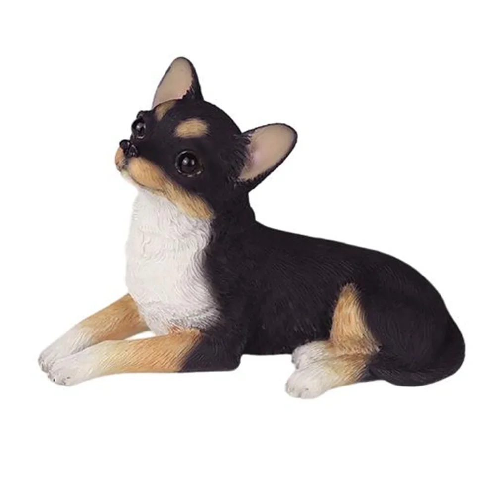 Hand-finished Garden Decoration Real Life Sitting Chihuahua Lifelike Chihuahua Ornament Compact Size Frost Resistant