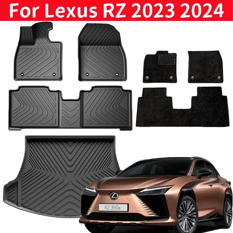 

For Lexus RZ 2023 2024 TPE LHD & RHD Floor Mats & Cargo Liners, All Weather Protection Anti-Slip Double-Layers Trunk Mats