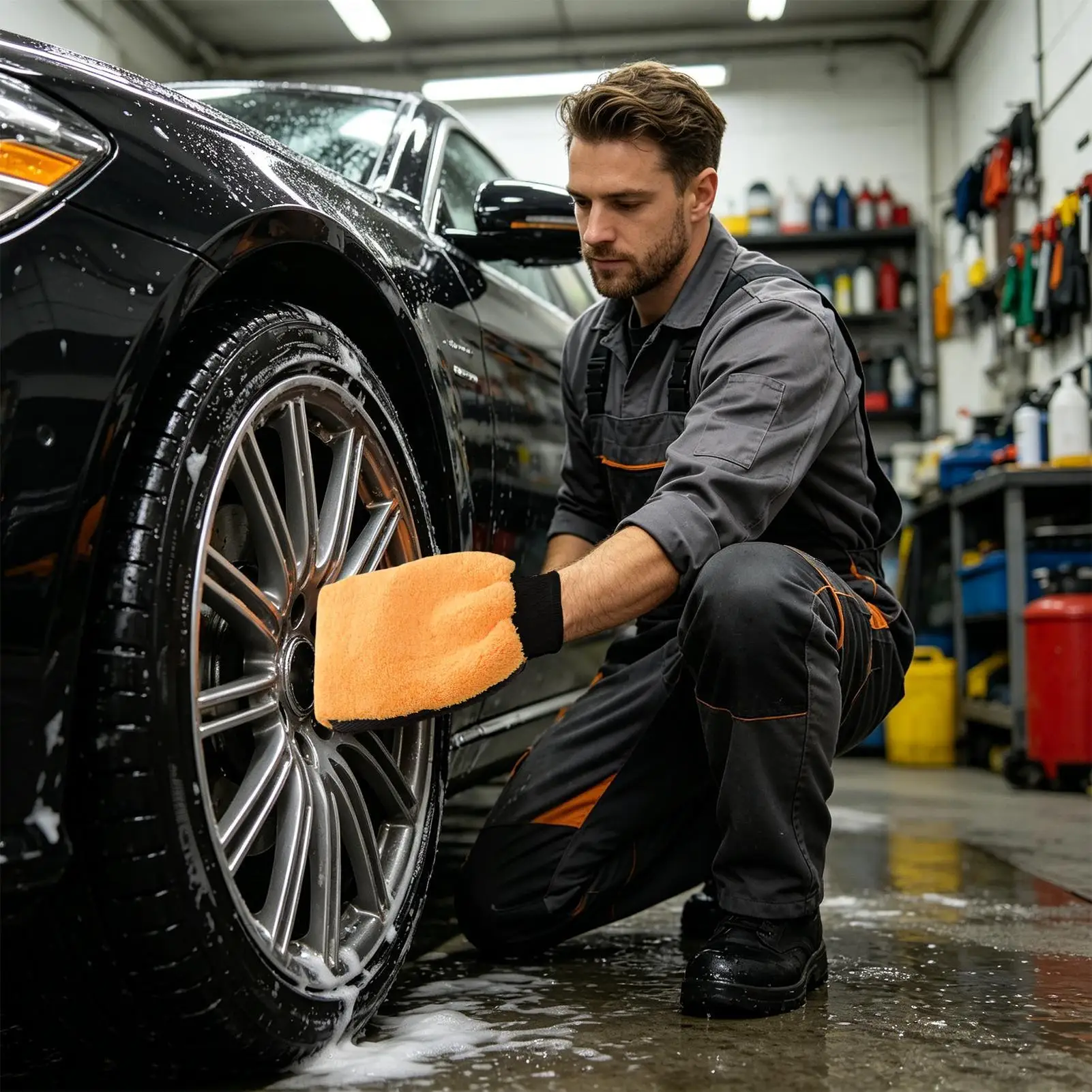 Wash Mitts For Car Washing Reusable Absorbent Waterproof Gloves Car Cleaning Mitt For Ceramic Coating Drying Foam Soap Auto