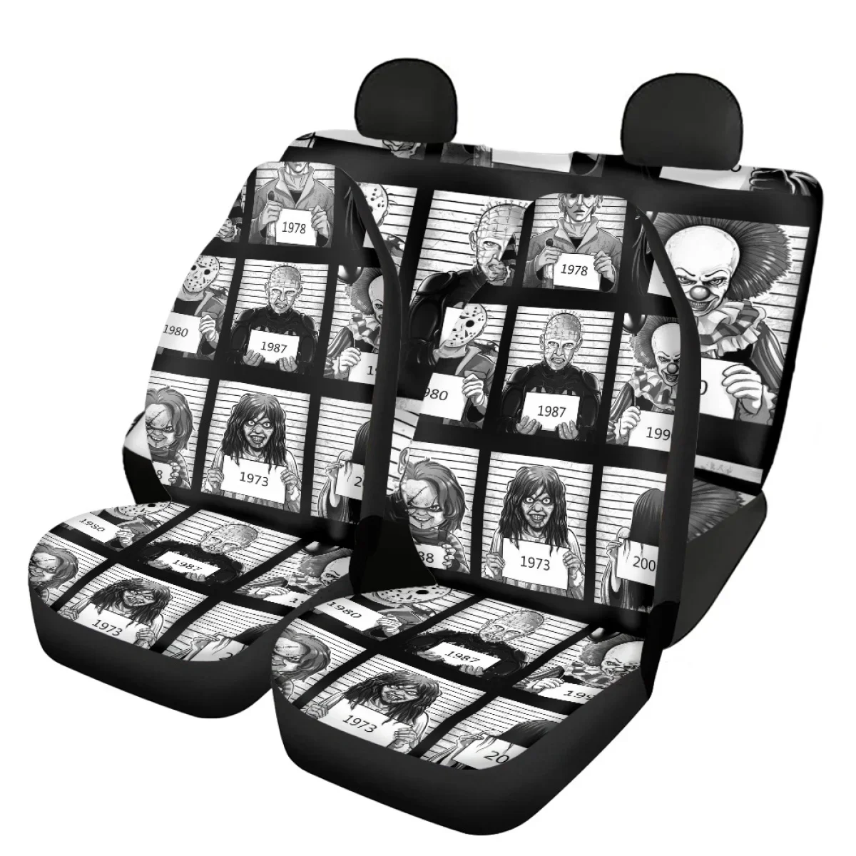 

Front/Back Car Seat Covers Horror Movie Theme Design Universal Vehicle Seat Covers for Most of Sedan Elastic Interior Accessory