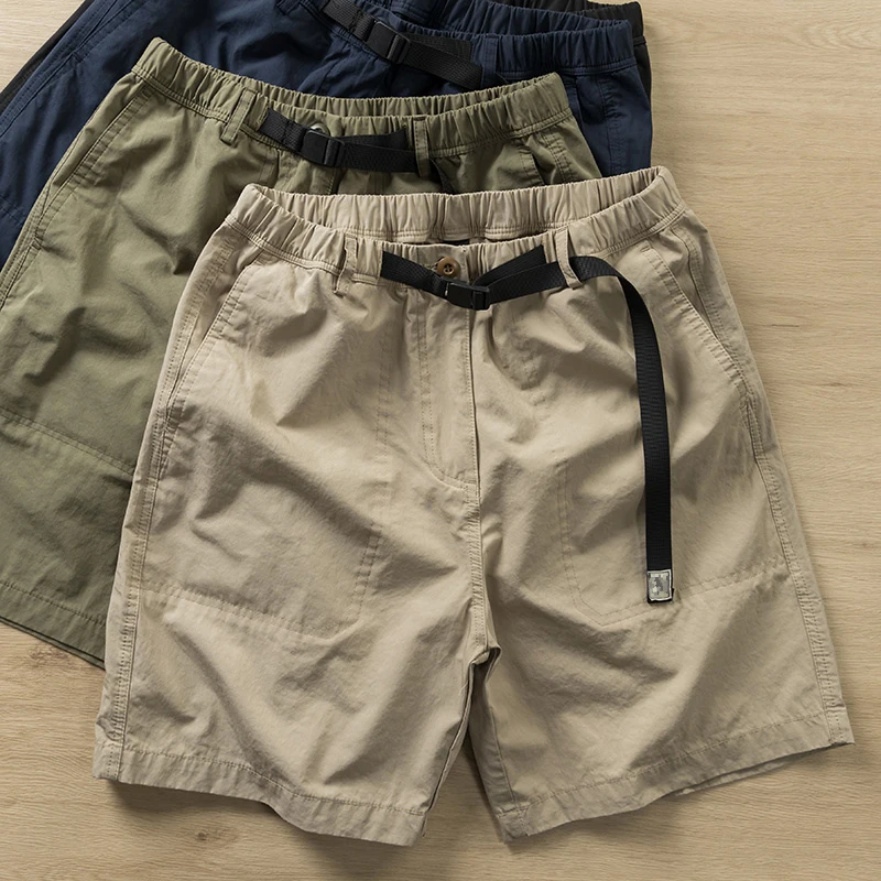 

American Sle Summer Thin Workwear orts Men's Five-Point Casual Pants Bule Waist Trendy Outdoor Wear Mid-Length Pants