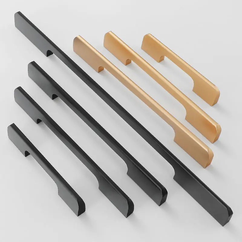 Free shipping wardrobe door, gold-black extended hardware handle, oxidized space aluminum cabinet, one-meter door handle, r