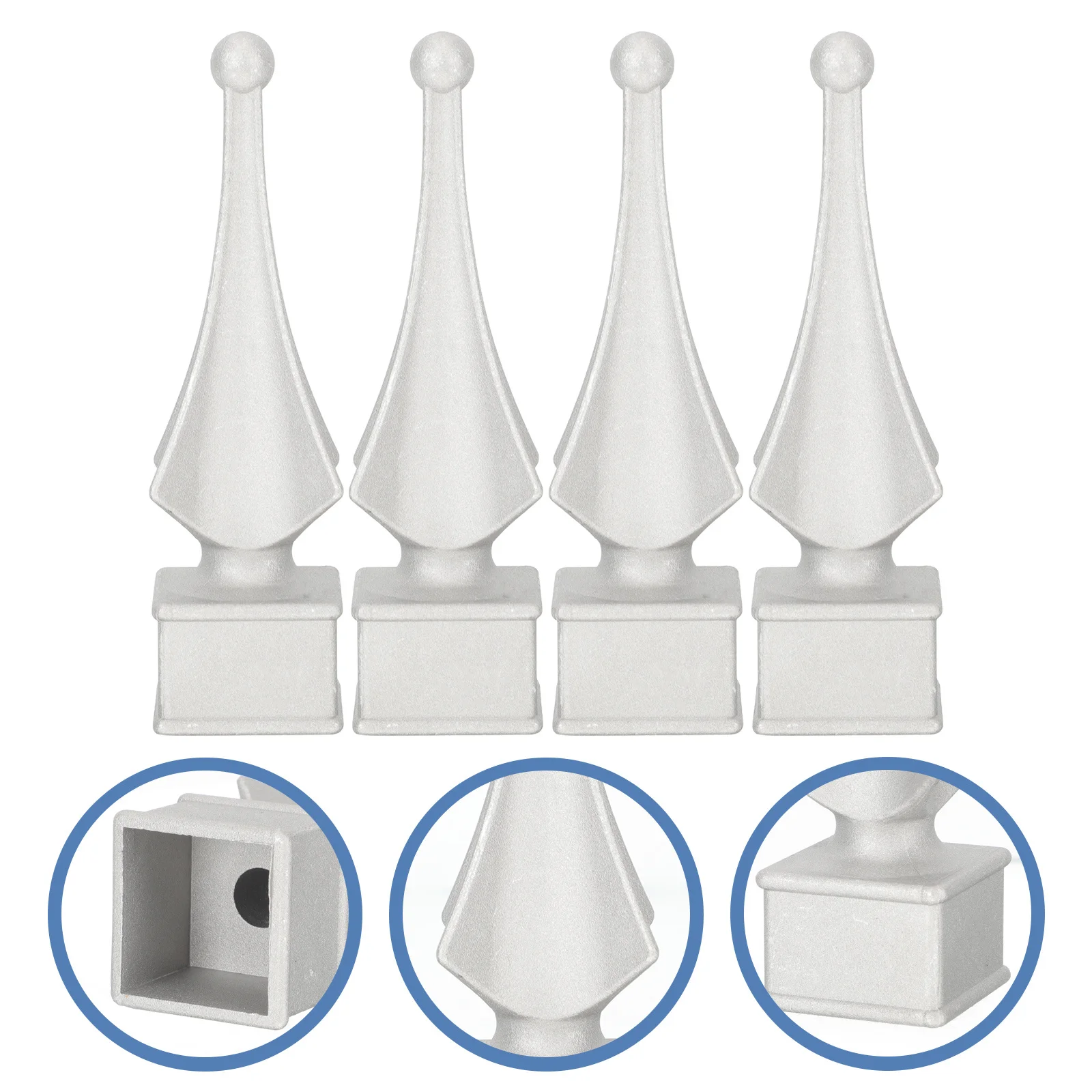 

4Pcs Aluminum Alloy Fence Spears Finials Decorative Outdoor Fence Post Caps Yard Gate Toppers Metal Finial Tops