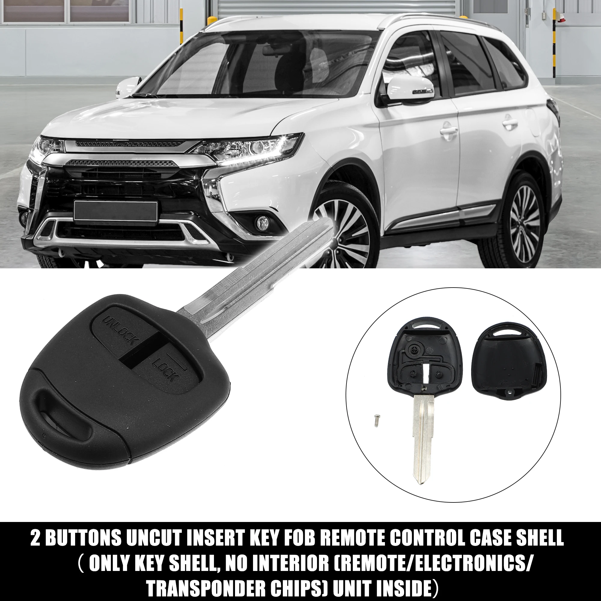 uxcell Car 2 Buttons Remote Key Fob Case Keyless Entry Shell Cover Tools for Mitsubishi Lancer Evolution Grandis Outlander