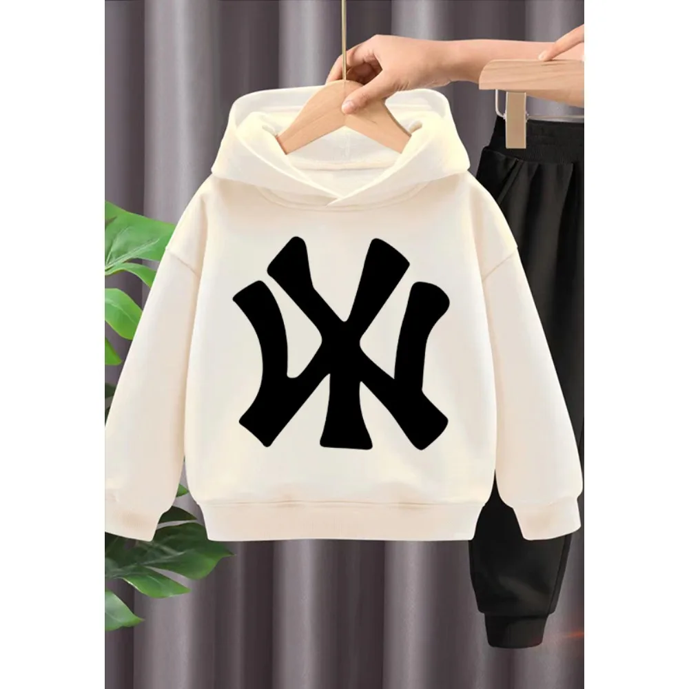 

2024 Hot Selling Large Children's Black Hoodie Boys and Girls Baby New Cotton Printed Top Spring and Autumn Fashion Casual Coat
