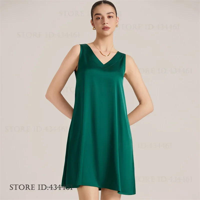 

Новая женская ночная рубашка, домашний халат, весна-лето, шелковая одежда для сна, ночная рубашка, сексуальная ночная рубашка без рукавов с v-образным вырезом, домашняя одежда