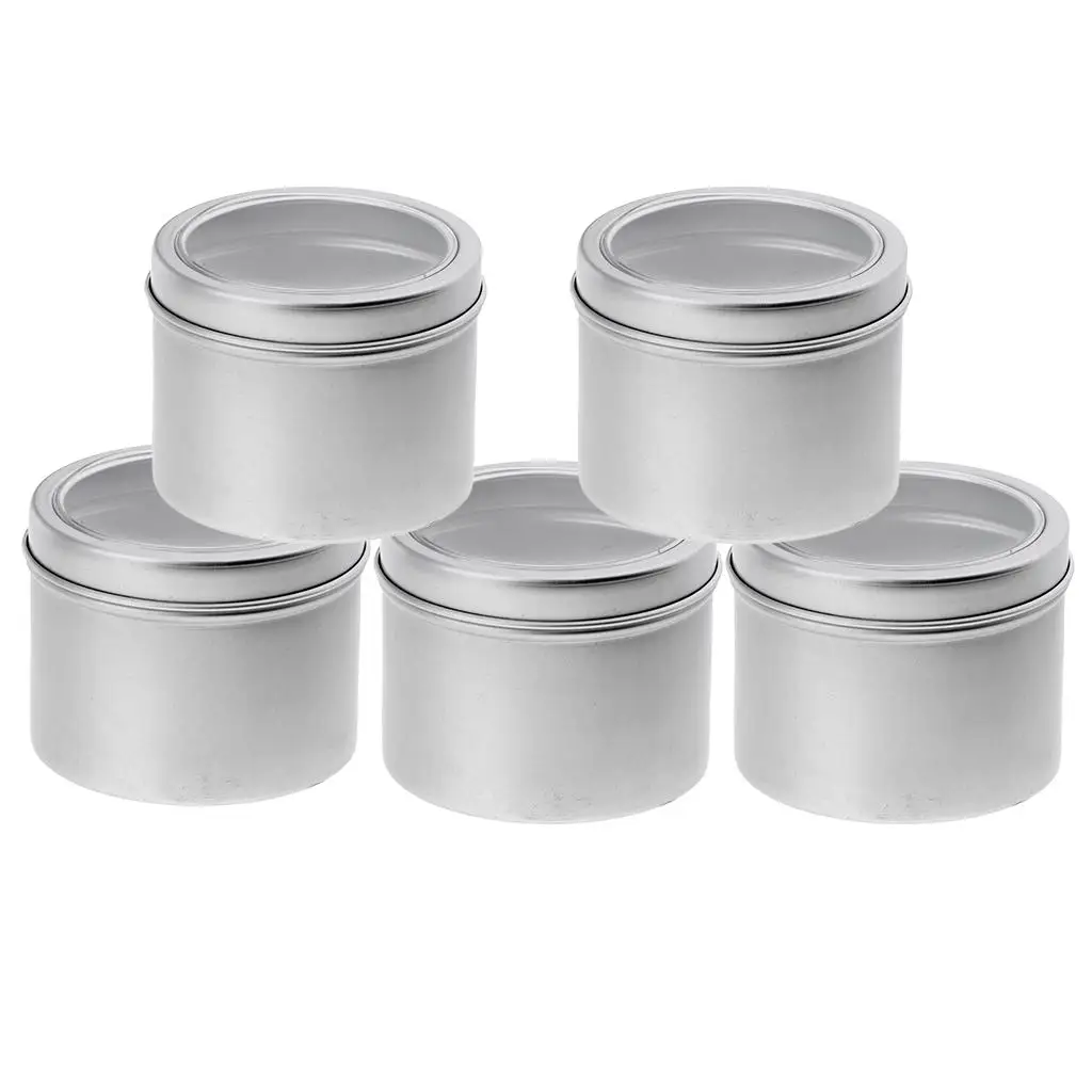 5Pc 100ml Aluminium Empty Cosmetic Pot Container Box Screw Lid