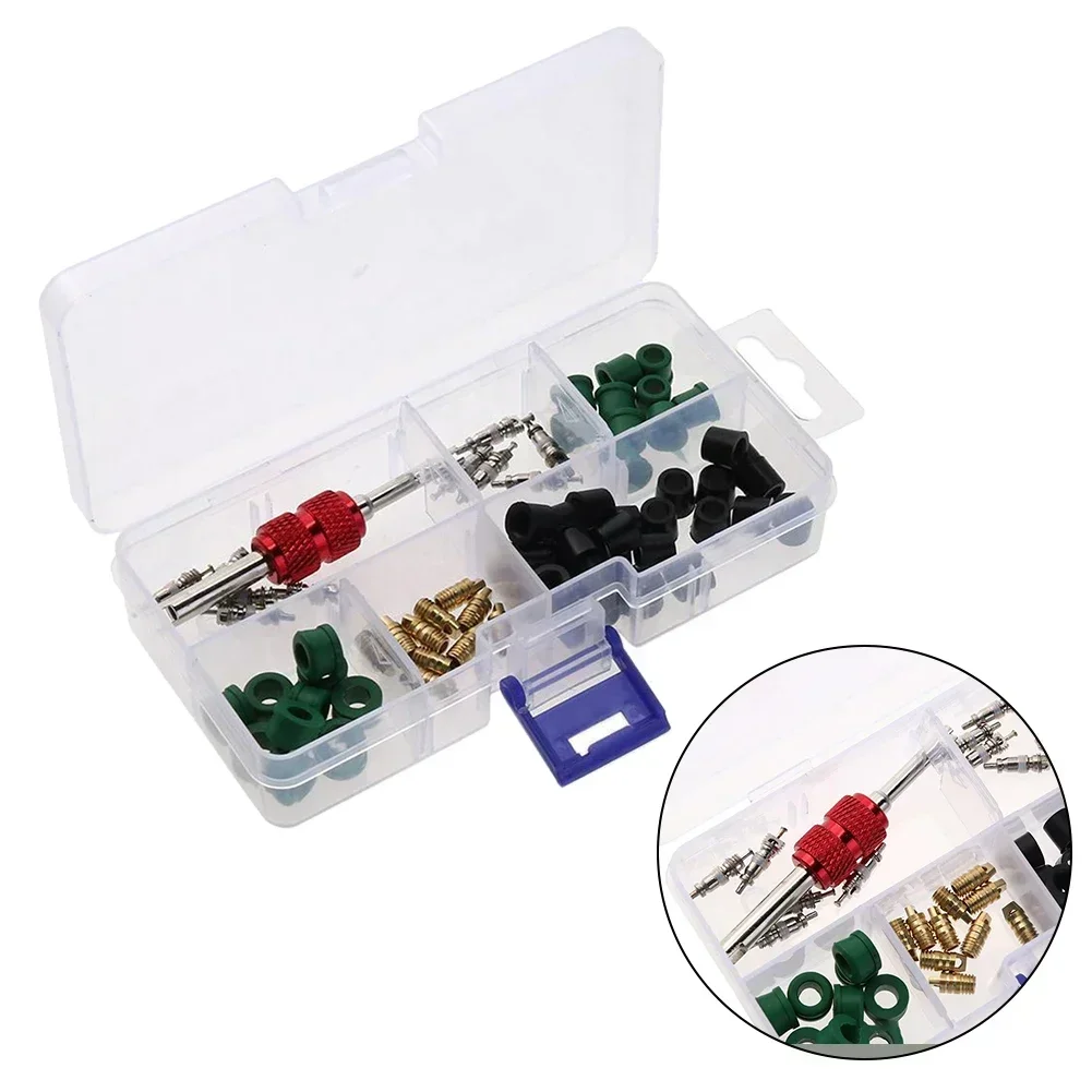 Must Have Air Conditioning Parts Repair Tool Set With AC Valve Core And Universal AC Manifold Gauge Hose Rubber Gasket