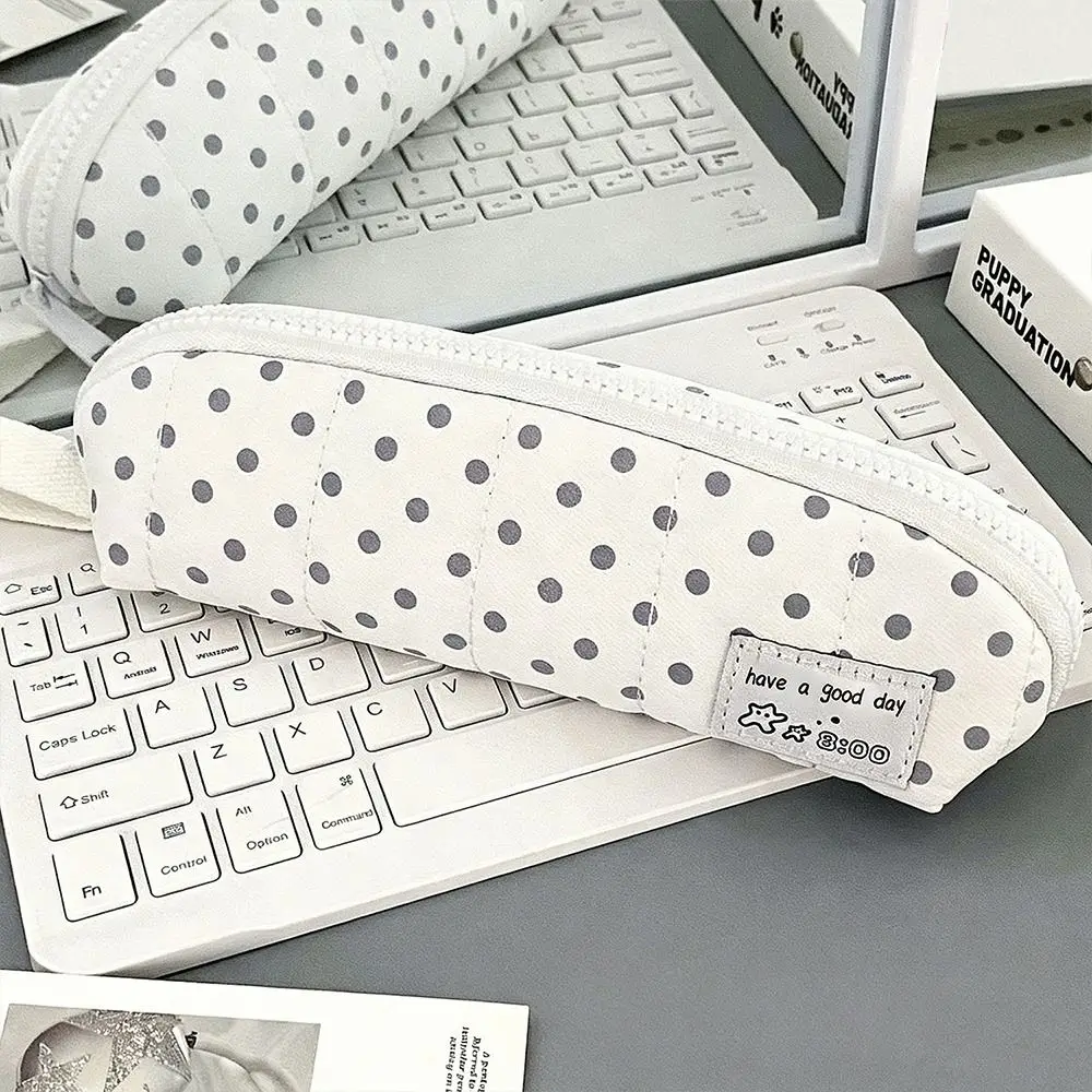 Multi-functional Polka Dot Design Pencil Case Large Capacity Portable Pencil Pouch Stationery Bag Students