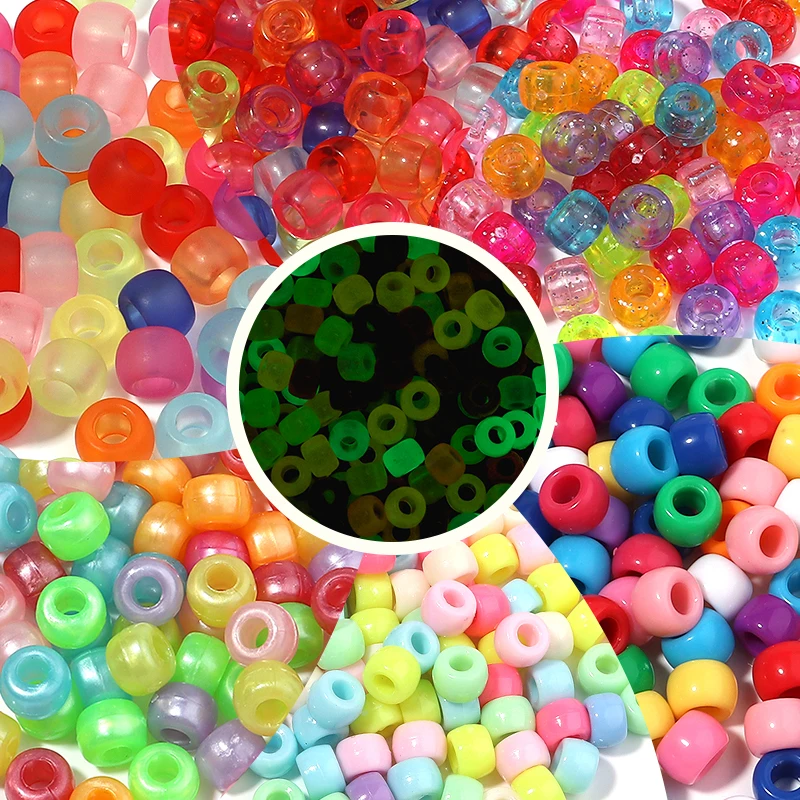 200pcs 6x9mm Acrylic Pony Beads Colorful Big Hole Loose Spacer Beads For Jewelry Making DIY Crafts Bracelet Necklace Accessories - view 3