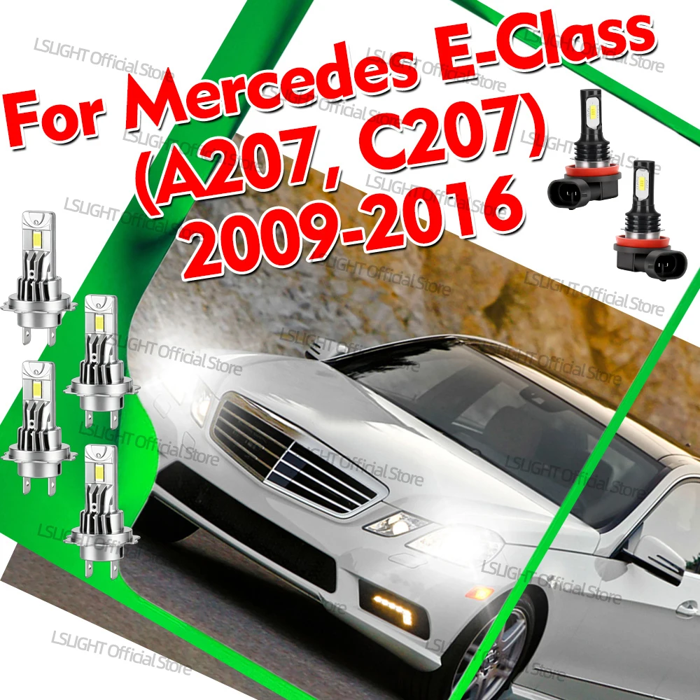 2/6x Car LED Lamps 12V High Low Beam 6000K Foglight Bulbs For Mercedes E-Class A207 C207 2009 2010 2011 2012 2013 2014 2015 2016