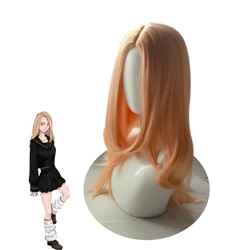 

Anime Tokyo Revengers Tachibana Hinat Chai Grapefruit Leaf Cosplay Wig Orange Long hair Heat Synthetic Fiber Party Girls Wo