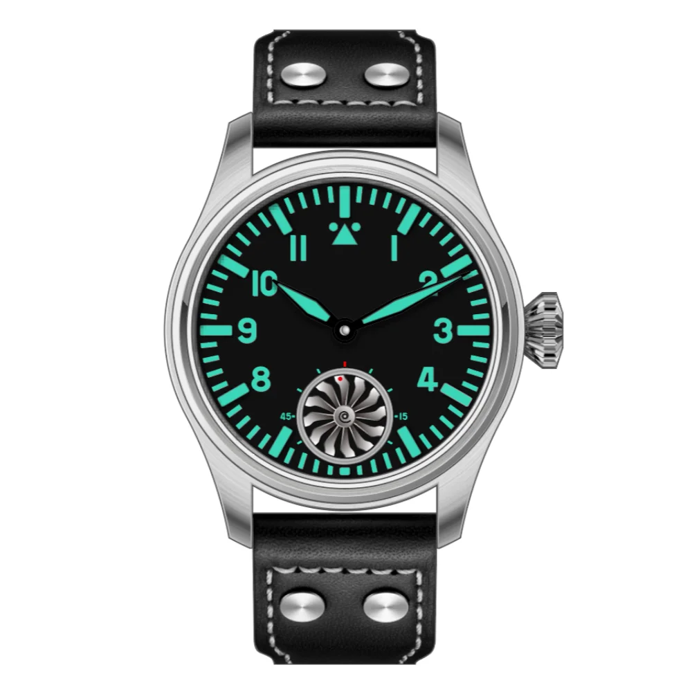 Hruodland 2025 Nieuwe heren Mechanisch Horloge Seagull ST3620 Retro Pilot 43 MM Bgw-9 Lichtgevende Saffierkristal Turbine Reloj Hombre