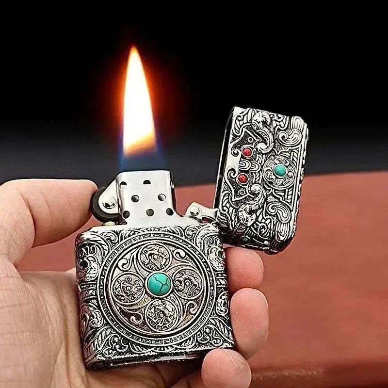 

Armor Style Lighter 3D Six-sided Carving Rotatable Cigarette Decompression Use Smoking accessories