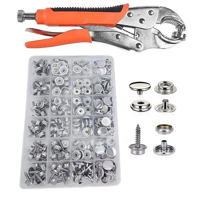 Precision Made -Snap Fastener Kit Adjustable Pliers for Snap Buttons,Snap Fastener Tool Kit with Snap Button Set for Canvas,Boat