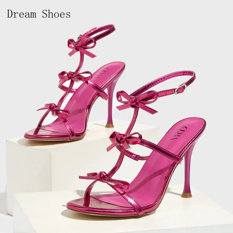 

Новинка 2025, пикантные женские туфли на высоком каблуке, летние сандалии на шнуровке с галстуком-бабочкой, женская обувь для подиума