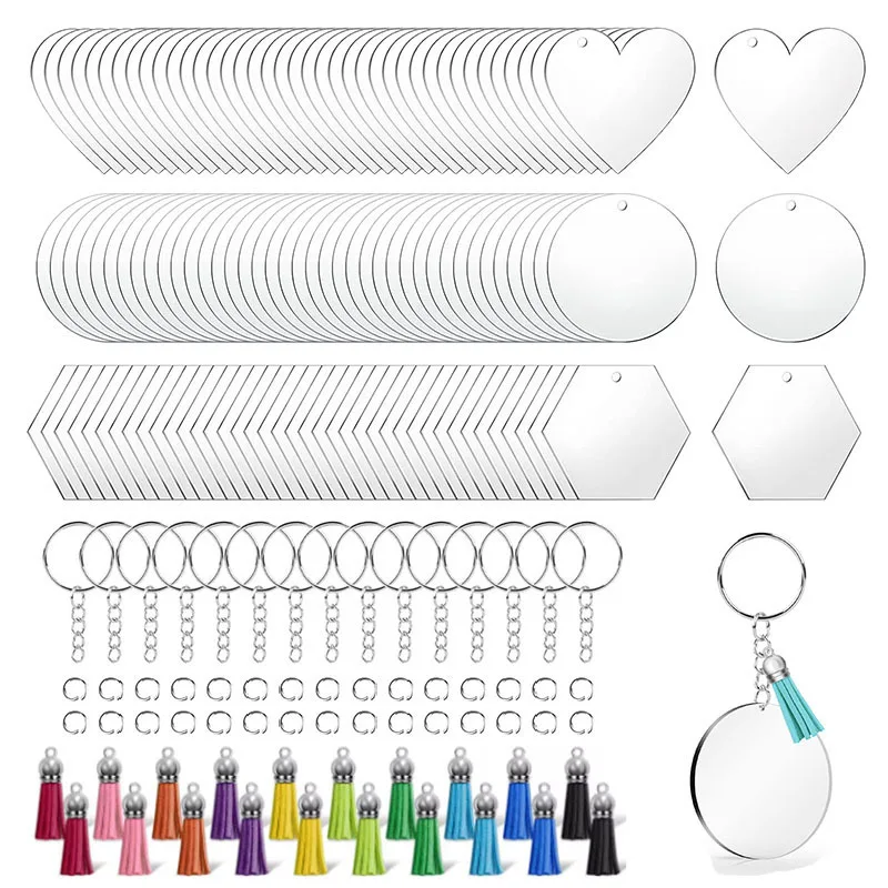 

Blank Heart Shaped Acrylic Clear Keychains, Creative Handmade Decorative Pendant Accessories