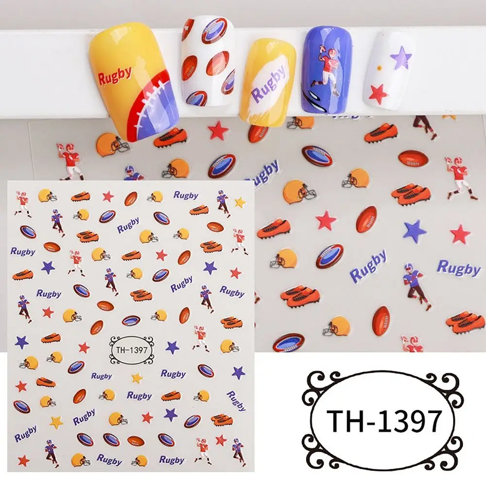 Flag Soccer Nail Art Stickers Fashion INS Style Soccer Nail Accessory Manicure Decor Gel Nail Stickers Party Decor