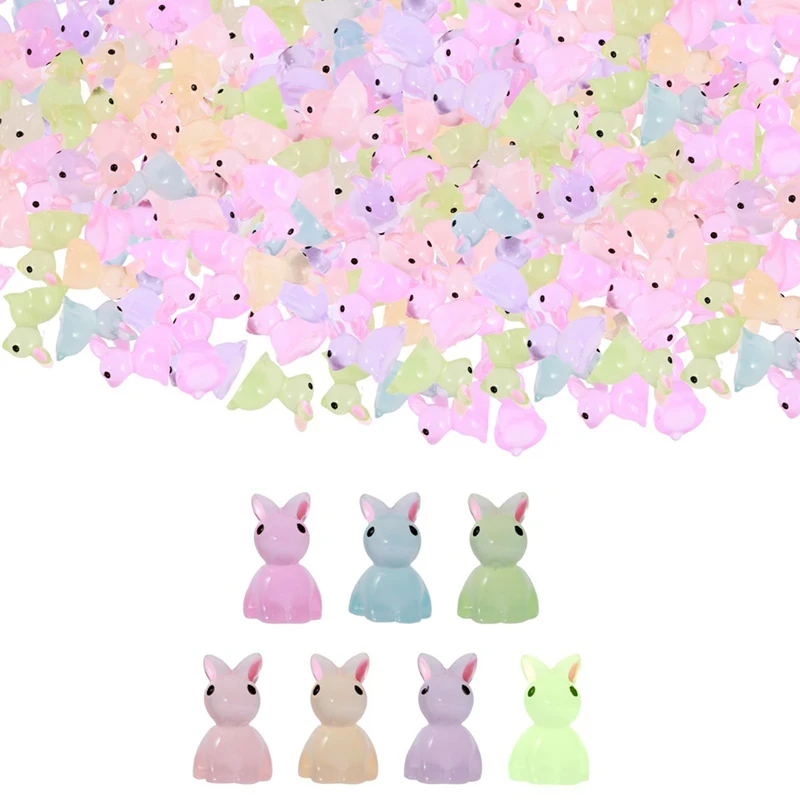 

Mini Luminous Rabbit Luminous Mini Resin Bunny Glow In The Miniature Bunny Figurines