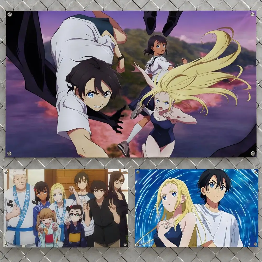 Anime Summer Time Rendering Ushio Mio Flags Wall Hanging Flag Banners For Birthday Parties Outdoor Bedroom Dorm Room Decor
