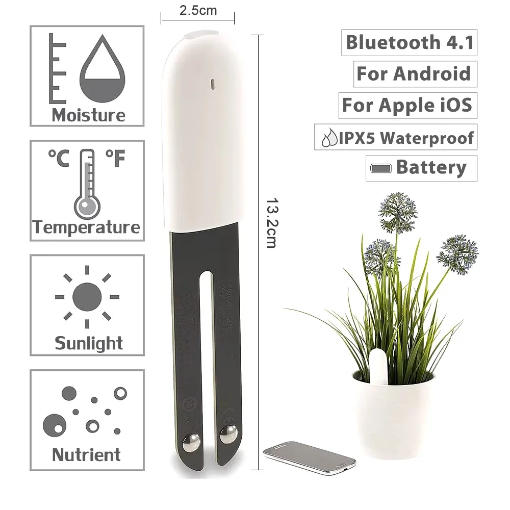 HHCC Flower Monitor Flora Garden Care Plant Grass Soil Water Fertility Smart Tester Sensor Flower Gardening Detector