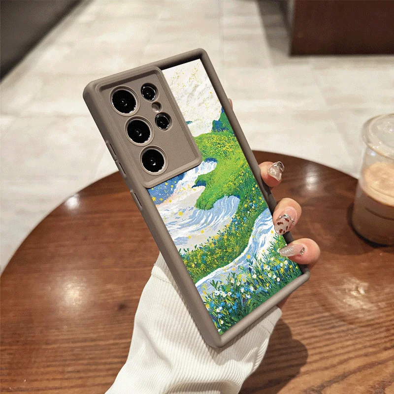 Funda de teléfono con paisaje de flores y ballena, cielo estrellado creativo, para Samsung Galaxy A06 A17 A55 A54 A53 A52 A16 A36 A51 A15 A14 5G