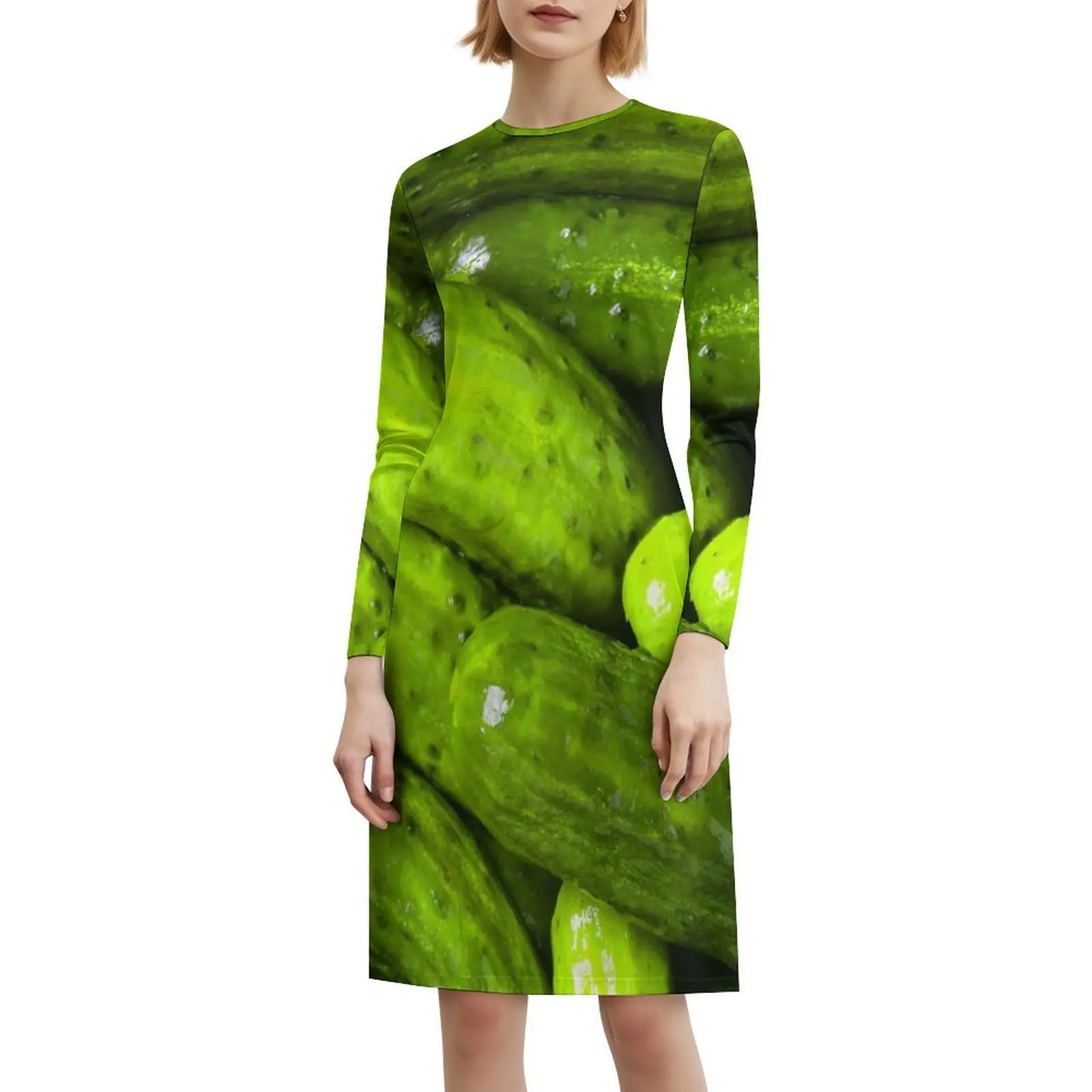 المخللات الحب المخللات الخضراء خمر فستان بوهيمي نفخة الأكمام أو خيارات بلا أكمام للنساء فستان المخللات الأخضر المخلل الكرة #6