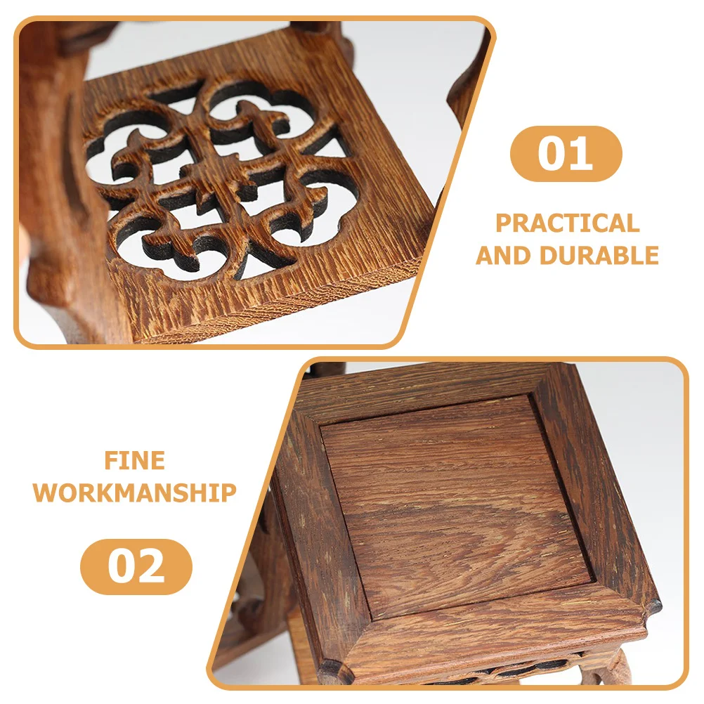 

Chicken Wing Wood Jade Carving Display Stand Wooden Plant Pedestal For Home Decor Vase Flowerpot Holder