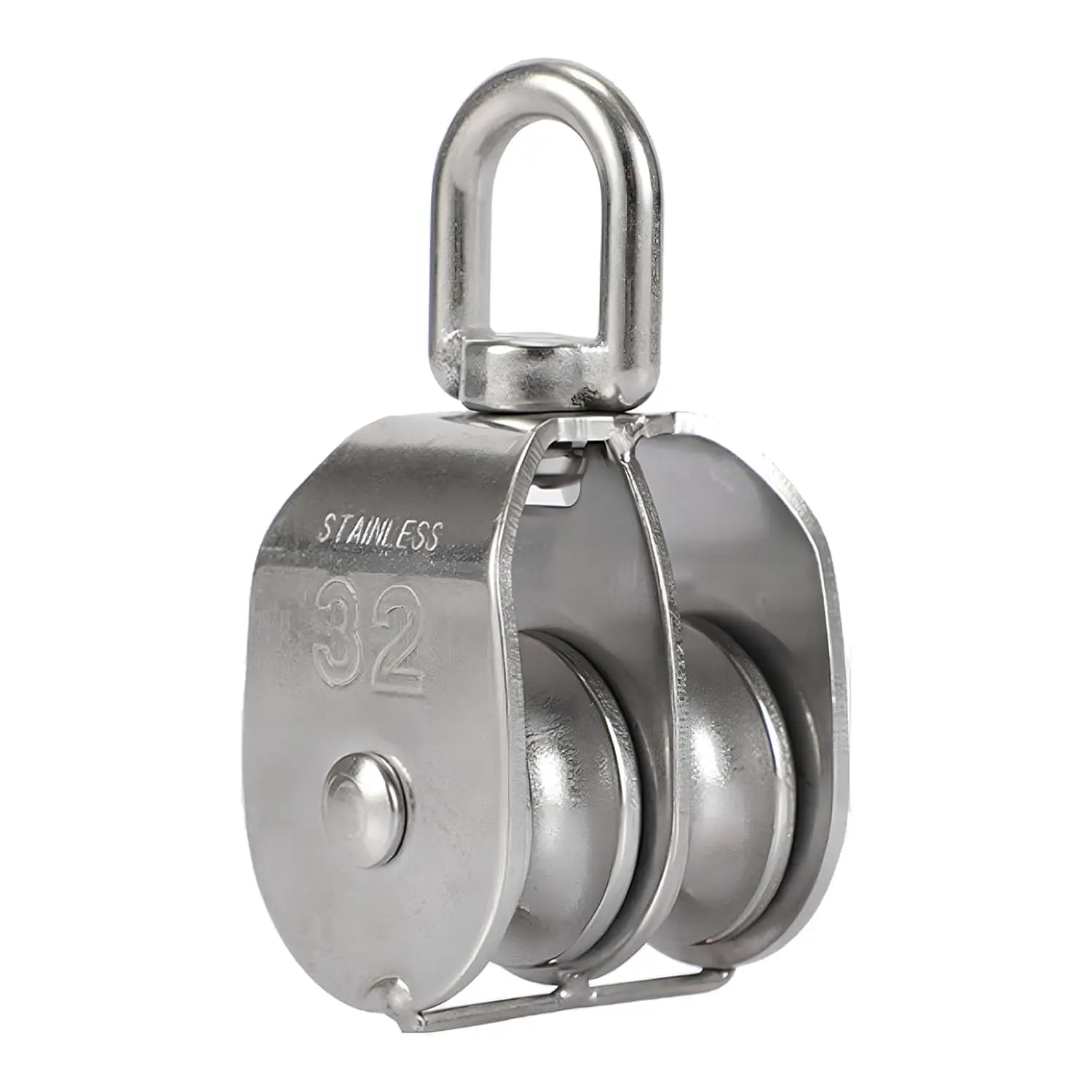 1PC M20 M25 M32 M50 Stainless Steel Pulley Double Wheel Swivel Lifting Rope Pulley Traction Wheel Lifting Transmission Tools image 3